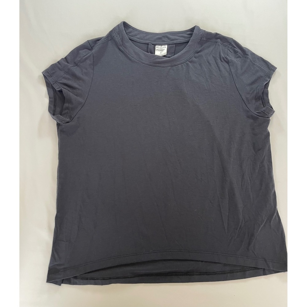 Athleta Womens Dark Gray Short Sleeve Tulip Back Active Top XS Pleated Vent Tee
